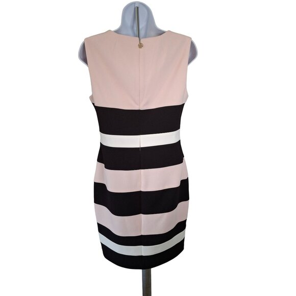 Tommy Hilfiger Women Mini Sheath Dress 8 Colorblock Pink Black Sleeveless Preppy - Picture 2 of 8
